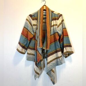 Woolrich Women's M/L Pemberton Wrap Shawl Sweater Striped Aztec / Western Colors